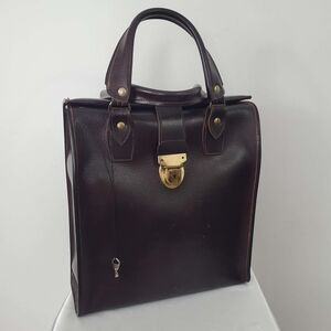 Vintage Brown Genuine Leather Multi Pocket Handbag Tote Men's With Keye